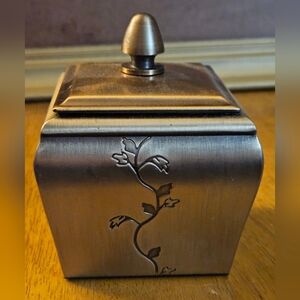 Vintage Modern Bronze Trinket Box by Thomas O'Brien w Embossed Vines